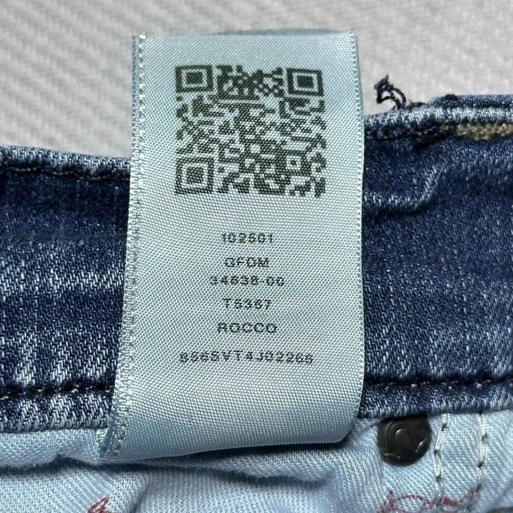 True Religion Rocco Jeans Mens 42x32 Relaxed Skinny Flap Pockets Acid Wash‎